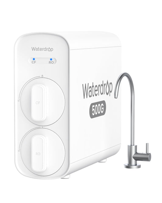 Waterdrop G5P500 Sistema de ósmosis inversa 500G, 7 etapas, certificado NSF/ANSI 372, 2:1 puro a drenaje, reduce TDS, filtro de agua sin BPA