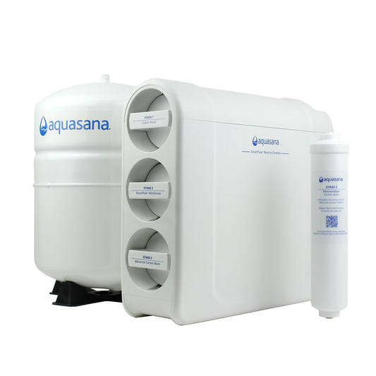 Aquasana SmartFlow Sistema de ósmosis inversa bajo fregadero, alta eficiencia, elimina 99.99% de 90 contaminantes como fluoruro, arsénico y plomo