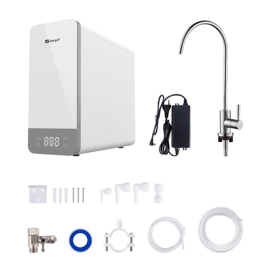Ibergrif Ósmosis Inversa 5 Etapas Sin Tanque, Debajo del Fregadero, Reduce TDS y PFAS, Instalación Rápida, Blanco M91008-600