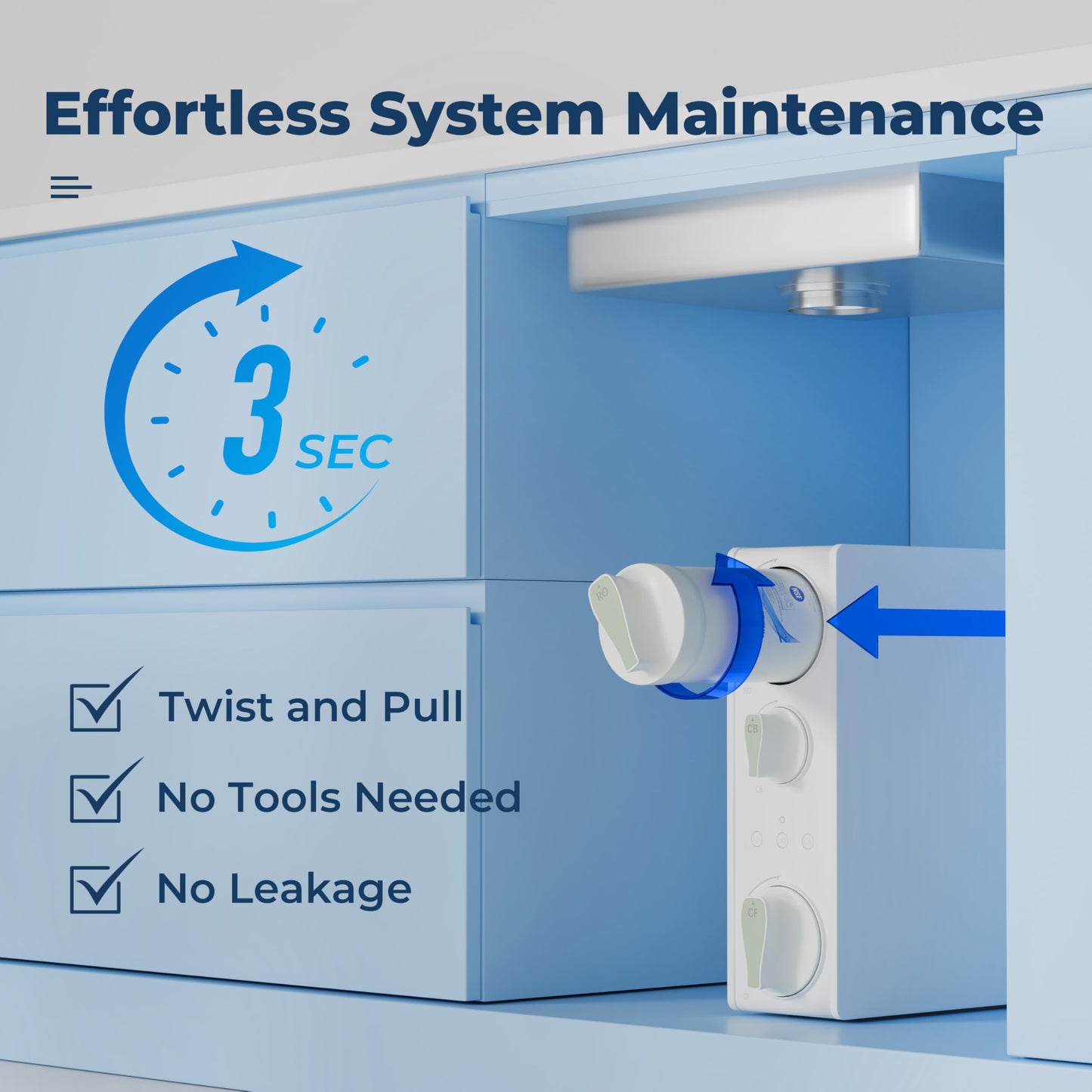 iSpring RO500 Sistema De Filtración De Agua Por Ósmosis Inversa Sin Tanque, Flujo Rápido De 500 GPD, Grifo Inteligente Con Monitoreo De TDS