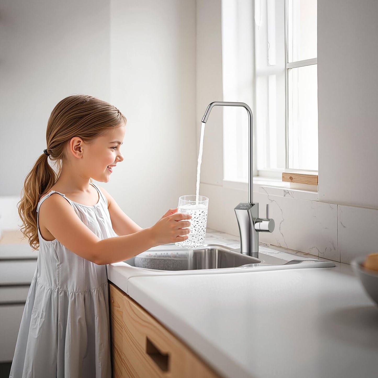 VEVOR Sistema de ósmosis inversa 8 etapas sin tanque 600 GPD, filtro de agua con grifo de pantalla inteligente, 2:1 puro a drenaje, compacto