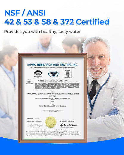 Waterdrop Sistema de ósmosis inversa 800 GPD sin tanque, flujo rápido 3:1 puro a drenaje, reducción de TDS, certificado NSF/ANSI 58, bajo fregadero