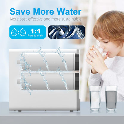 Ibergrif Ósmosis Inversa 5 Etapas Sin Tanque, Debajo del Fregadero, Reduce TDS y PFAS, Instalación Rápida, Blanco M91008-600