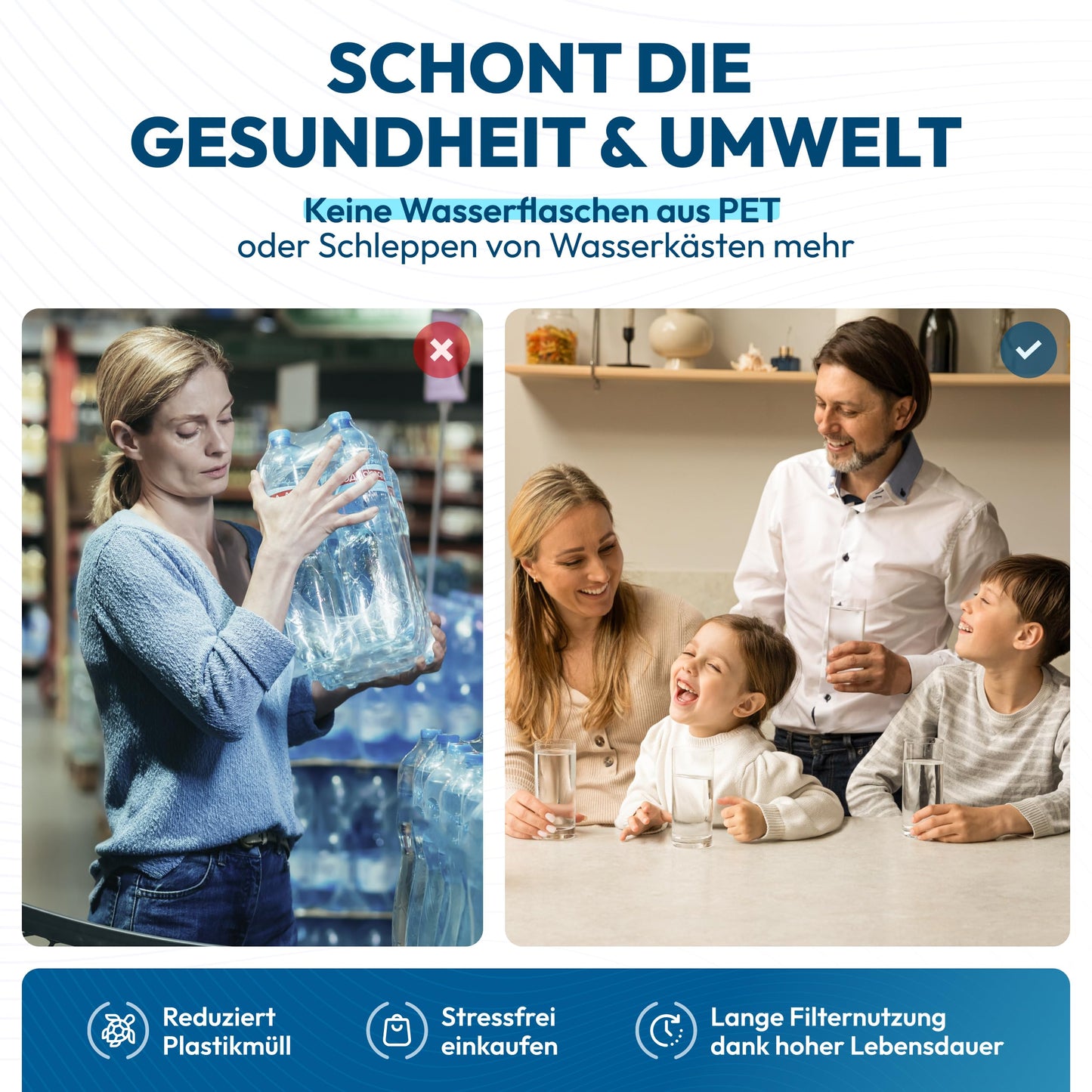 Giulia-L GT600 Sistema de ósmosis inversa con grifo 3 vías de acero inoxidable sin taladrar, 8 etapas, cambio de filtro en 3s, agua pura